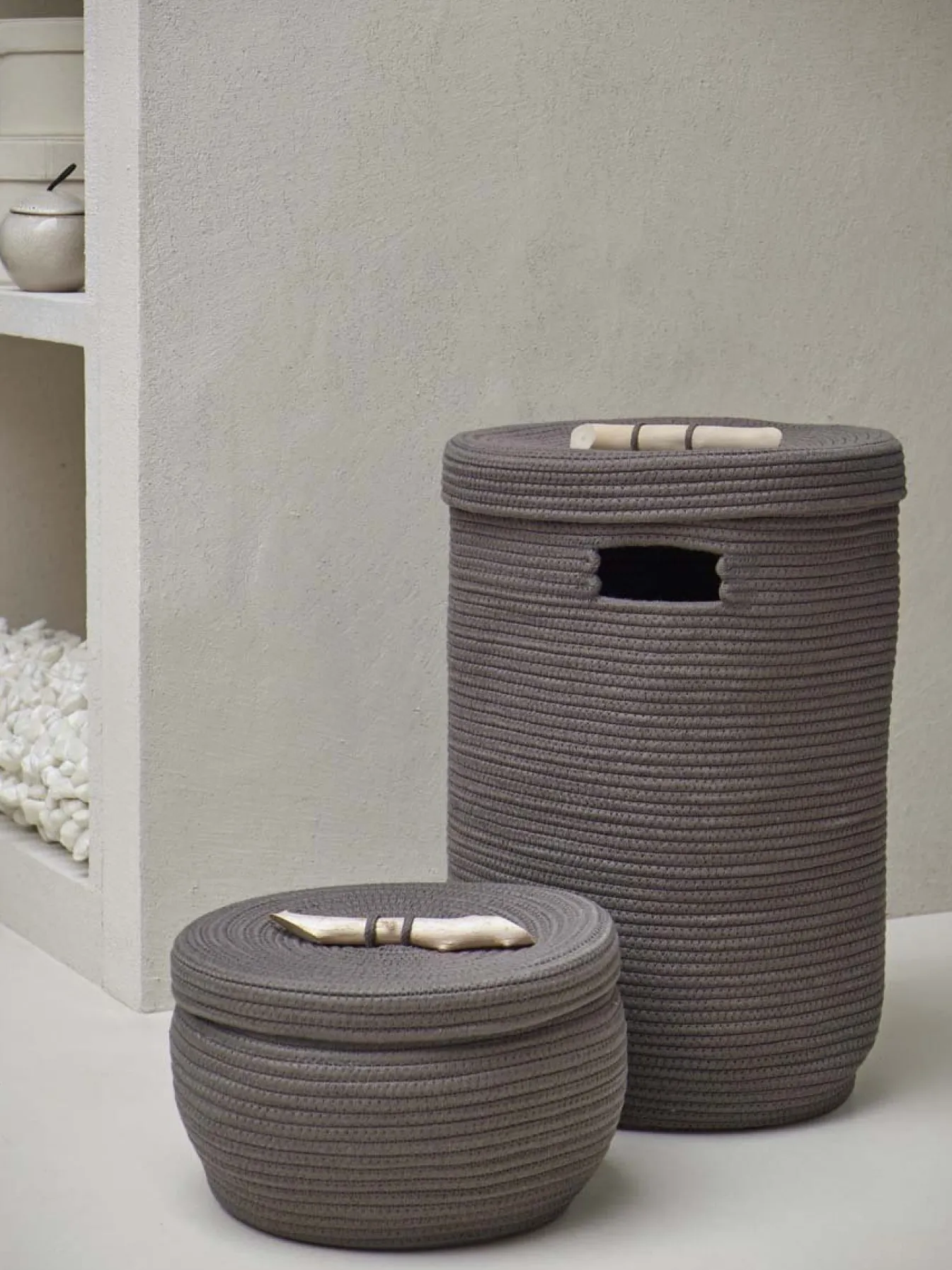 Best Sale Bath & Living Aquanova Laundry basket OTIS color (gray / gray-brown) Ash-109
