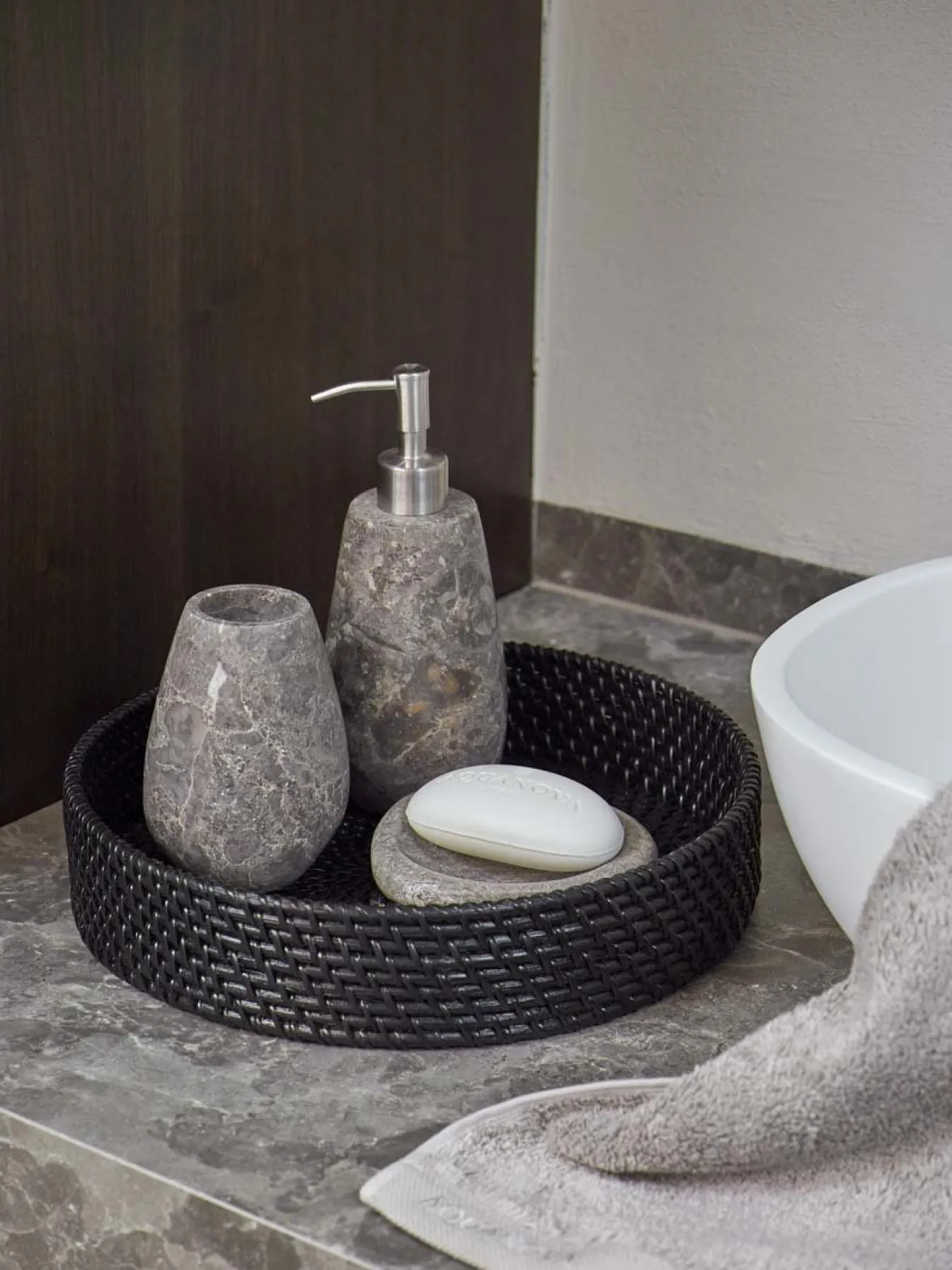 Store Bath & Living Aquanova Soap dispenser CONOR color Greige, (gray / beige) Greige-15