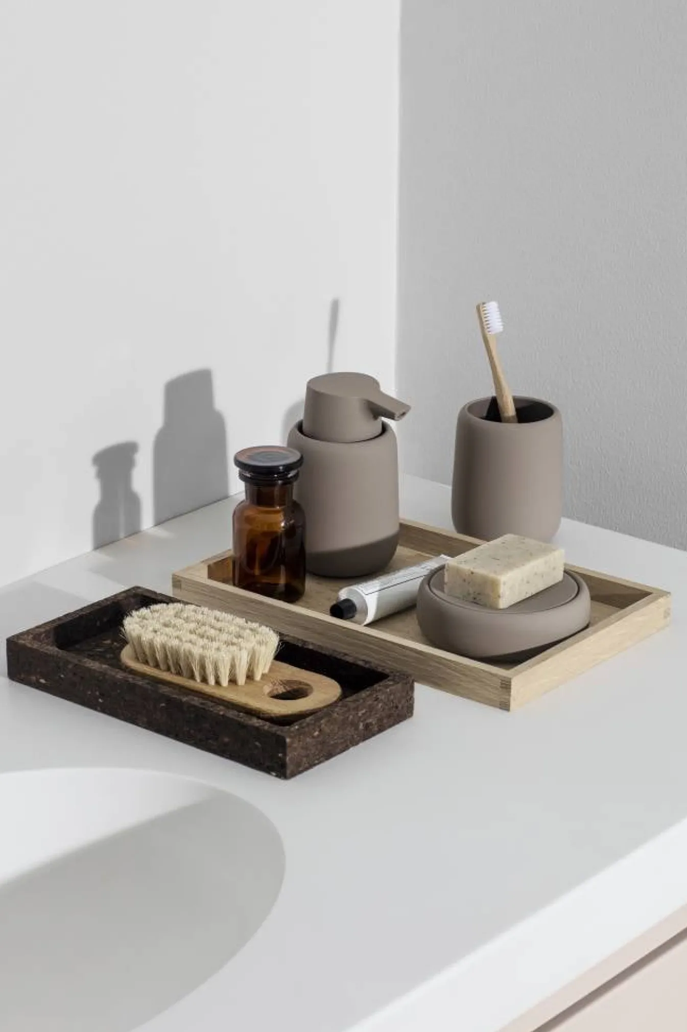 Sale Bath & Living Blomus Storage box / soap dish SONO color , taupe (69049) Ø12 cm Satellite