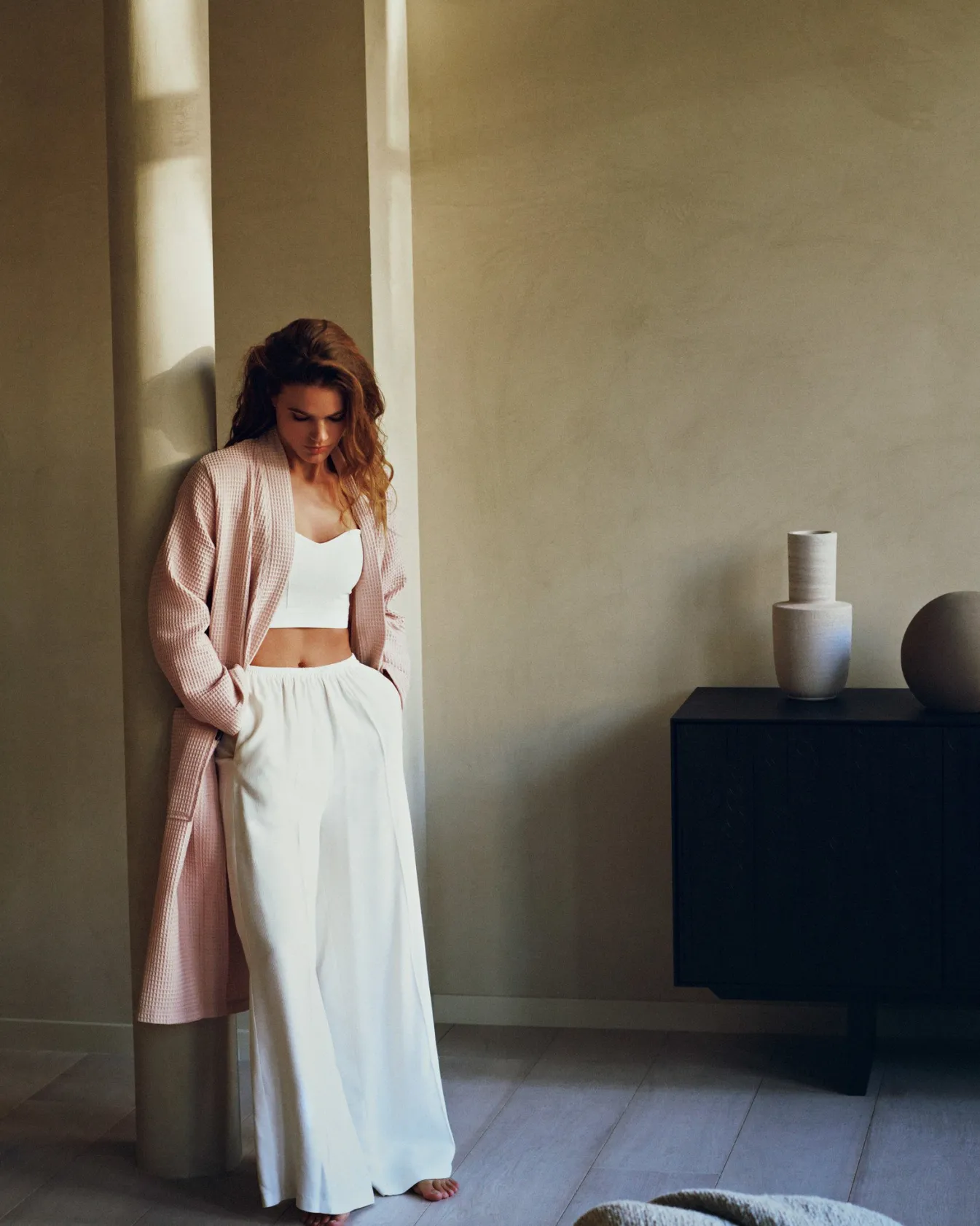 Discount Bath & Living Vandyck Bathrobe BIARRITZ color Pale Pink (BAGE22104)