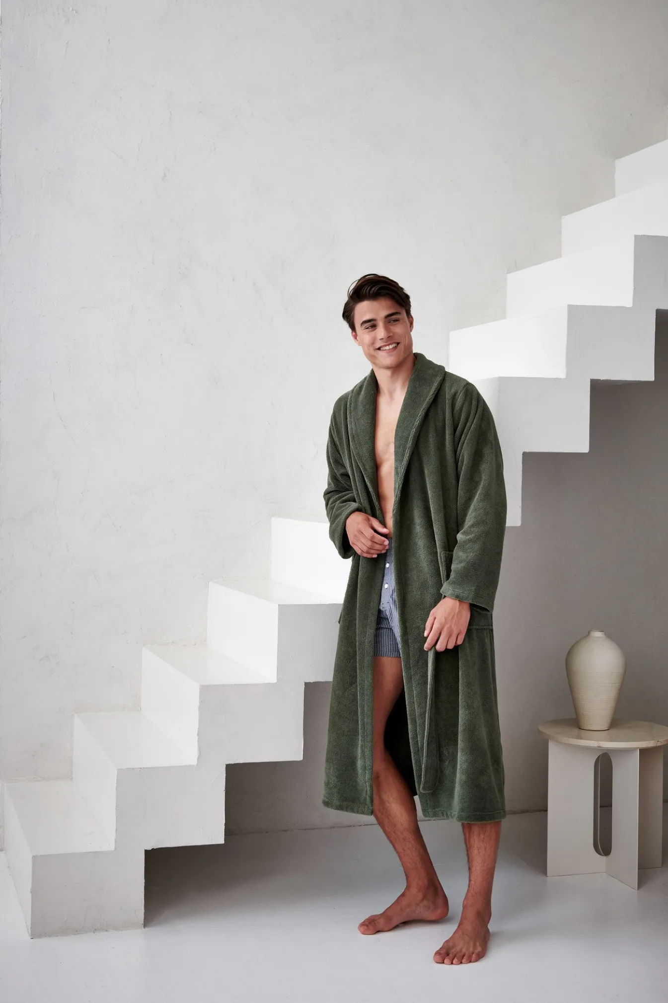Discount Bath & Living Vandyck BEAUMONT bathrobe color Sage Green (BAGE14201)