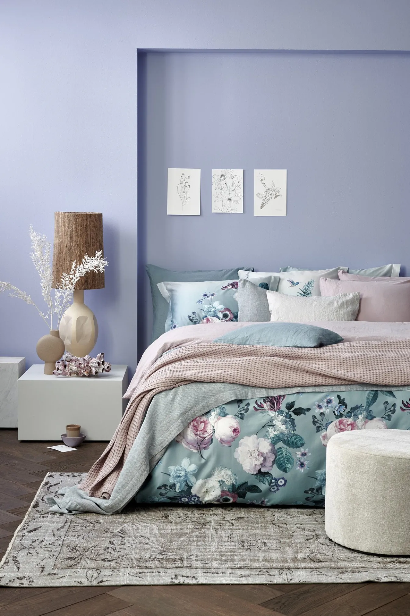 Fashion Bath & Living Vandyck Duvet cover FLORAL CHARM Pearl Blue 240x220 cm (satin) SAM122105