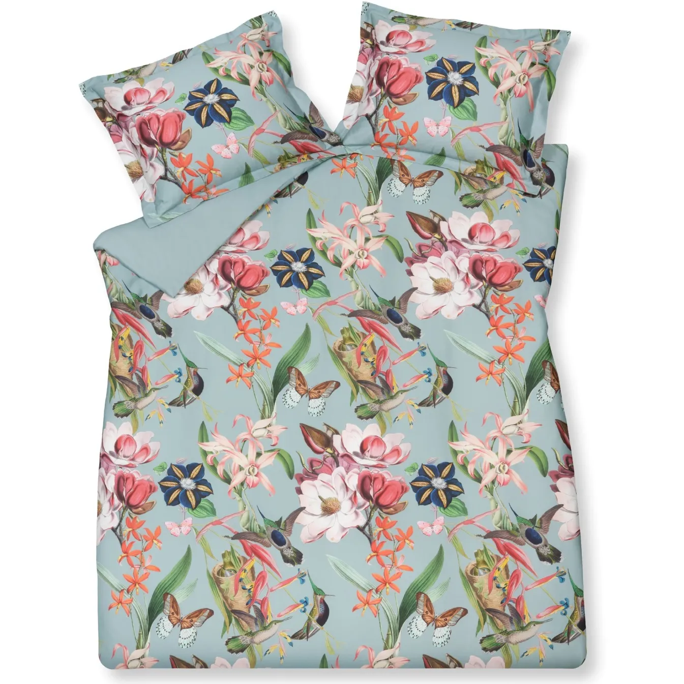 Fashion Bath & Living Vandyck Duvet cover FLOWER MIX Pearl Blue 240x220 cm (satin cotton)