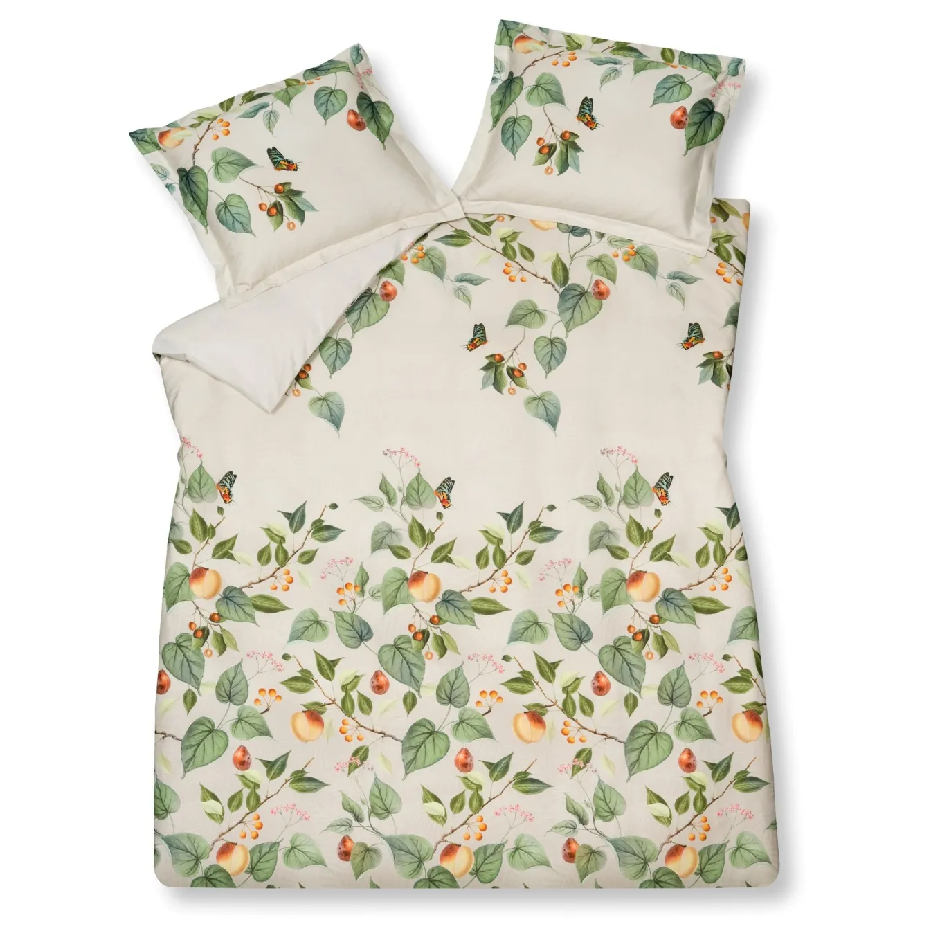 Fashion Bath & Living Vandyck Duvet cover FRUIT GARDEN Cream Tan 140x220 cm (satin cotton)