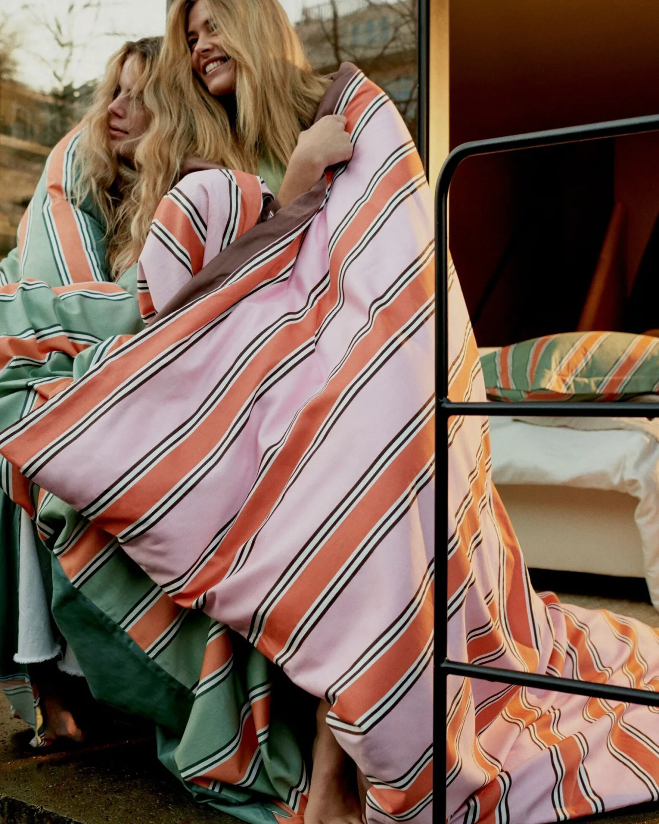 Discount Bath & Living Vandyck Duvet cover PREPPY STRIPE Pink 200x220 cm (satin cotton)