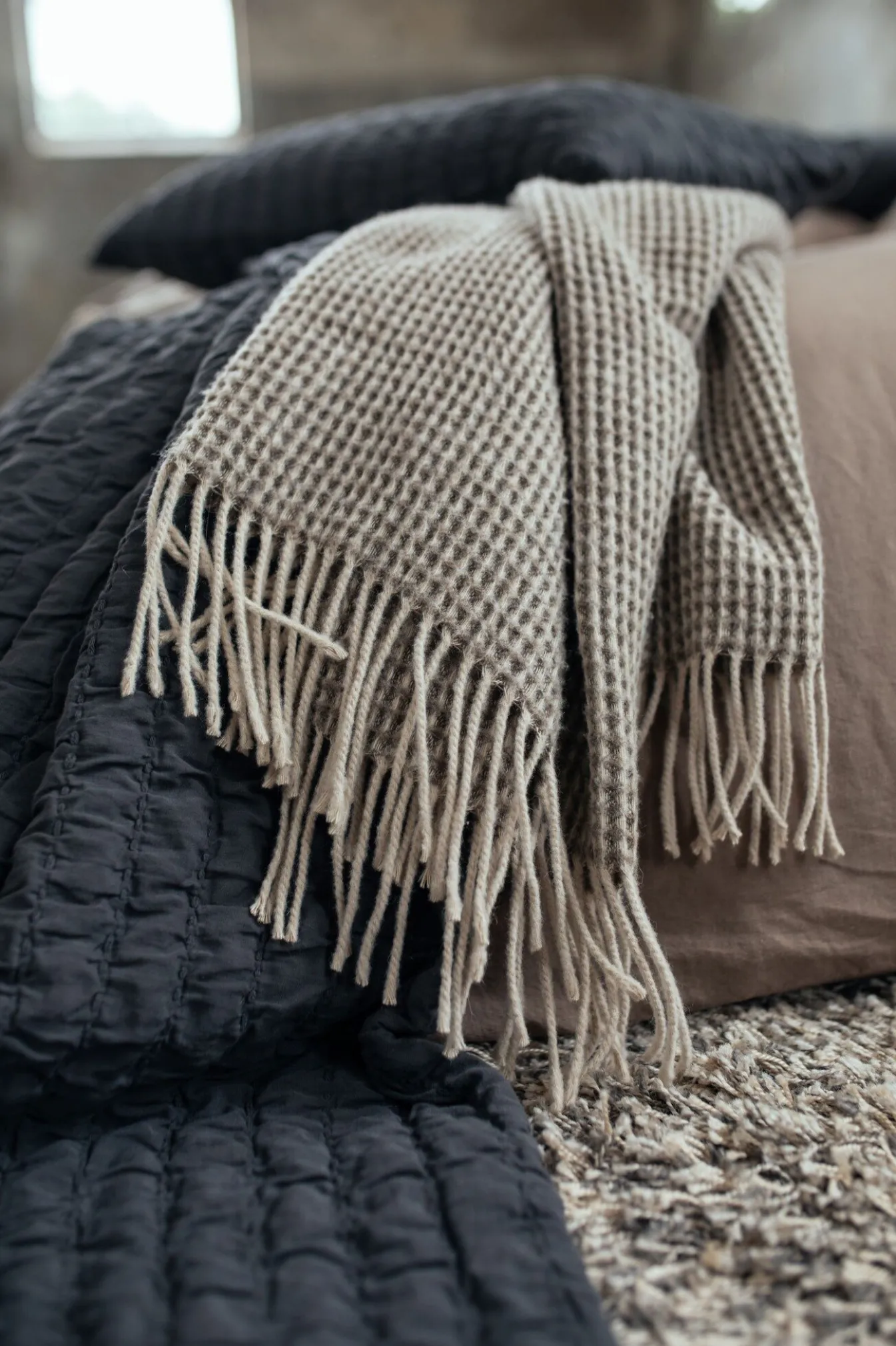 Clearance Bath & Living Vandyck Duvet cover PURE 66 Off Black 200x220 cm (hemp / cotton)