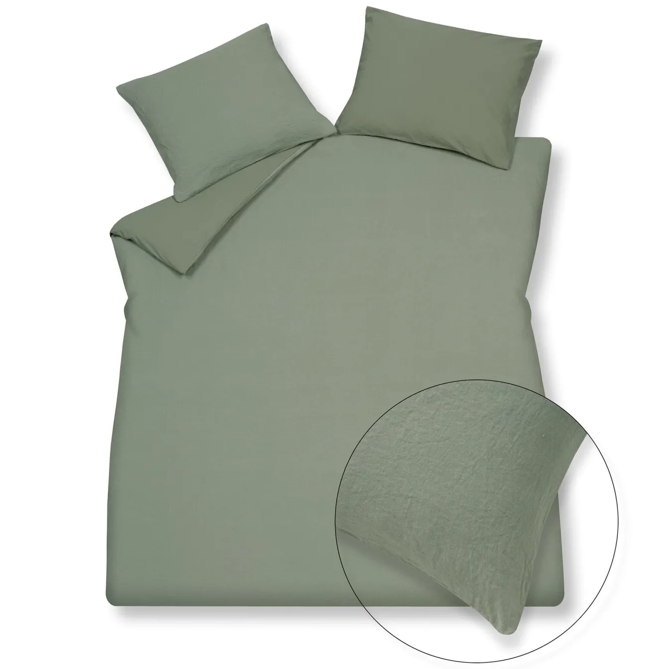 Clearance Bath & Living Vandyck Duvet cover PURITY 79 Smoke Green 240x220 cm (linen / cotton) PUCO16179