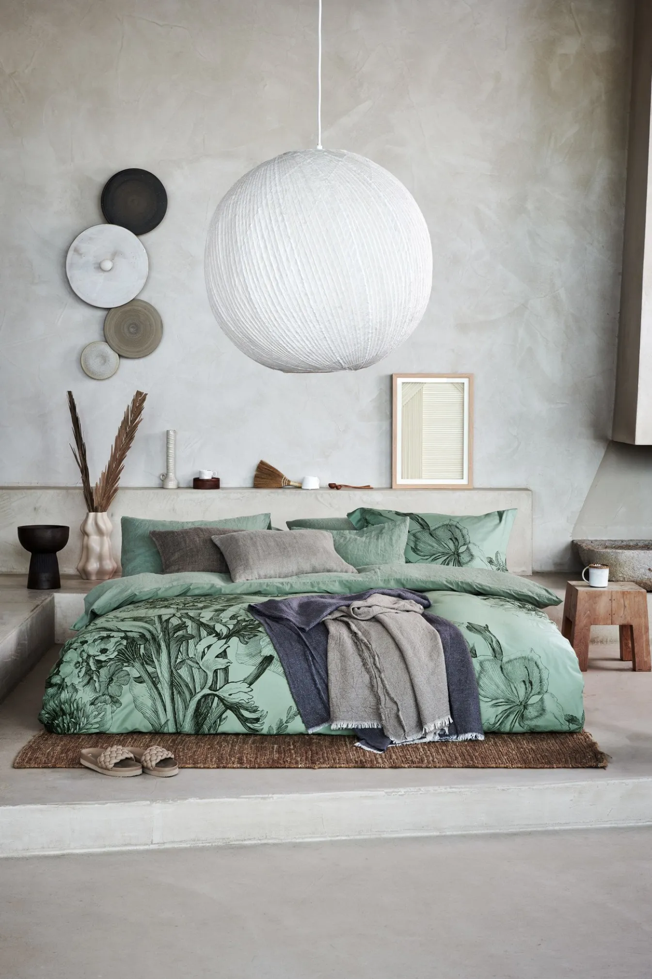 Clearance Bath & Living Vandyck Duvet cover PURITY 79 Smoke Green 240x220 cm (linen / cotton) PUCO16179