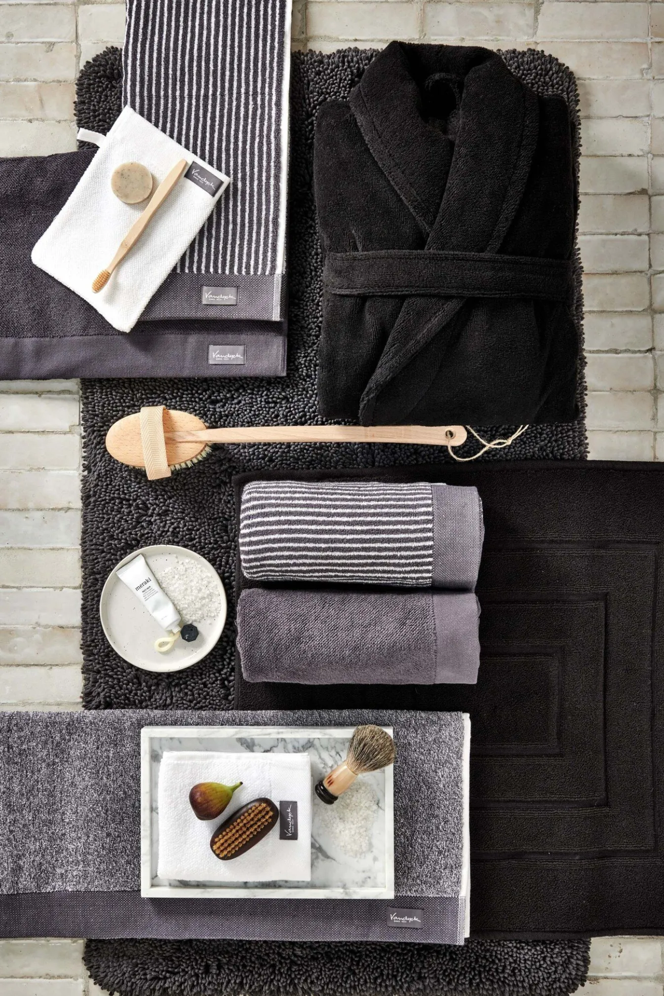 Sale Bath & Living Vandyck Guest towel HOME Mouliné Off Black-198 (BAKC18201) set/6 pieces OffBlack-198