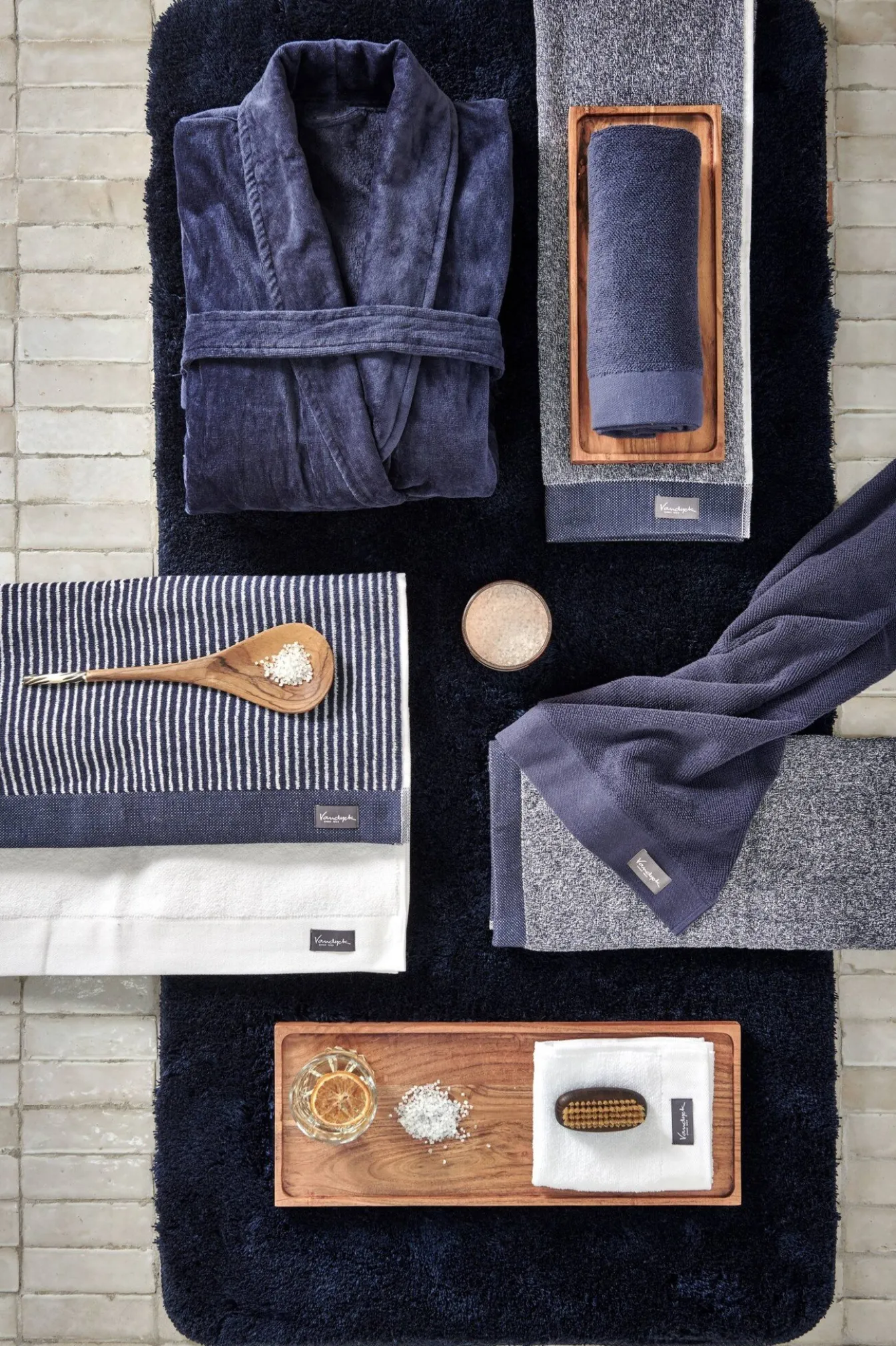 Best Sale Bath & Living Vandyck Guest towel HOME Petit Ligne Blue Ink (BAKC15101) set/6 pieces BlueInk-199