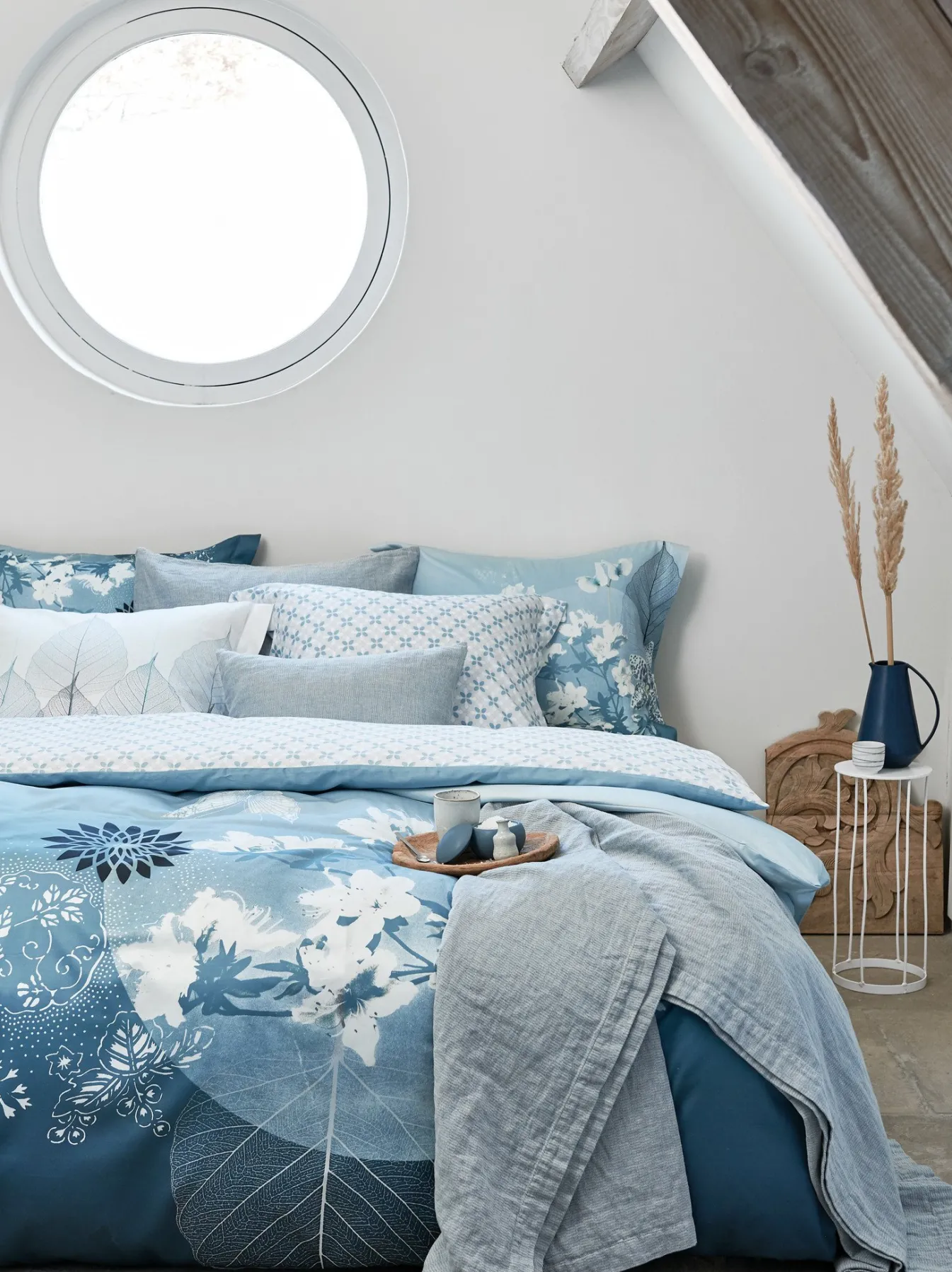 Outlet Bath & Living Vandyck PURE 11 bedspread / pillow cover Faded Denim-184 (cotton / linen) PRSA18111