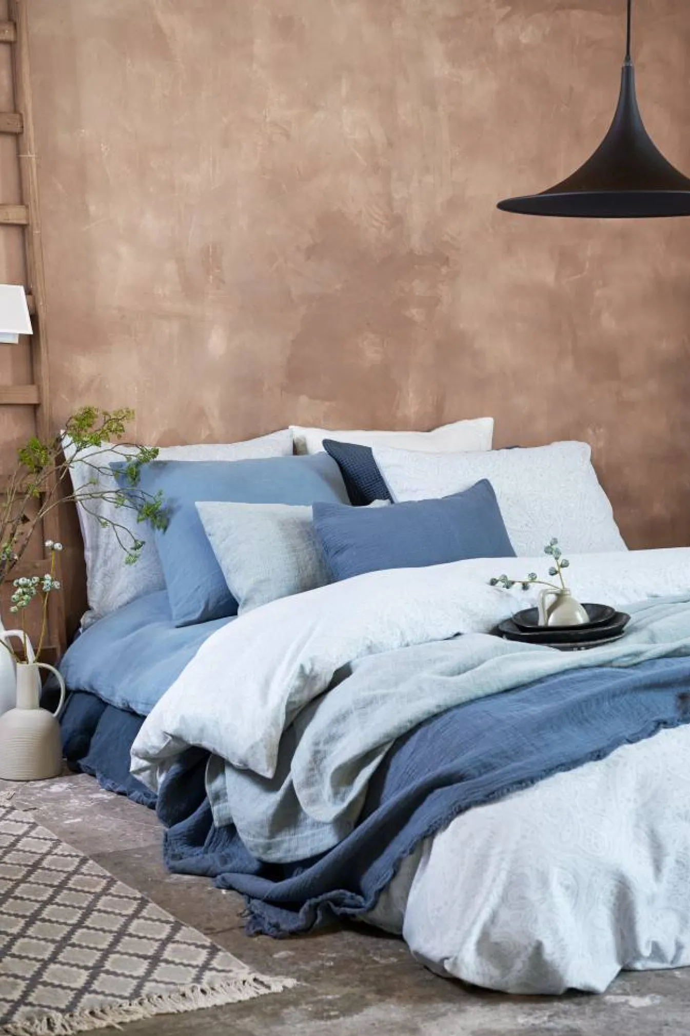 Outlet Bath & Living Vandyck PURE 11 bedspread / pillow cover Faded Denim-184 (cotton / linen) PRSA18111