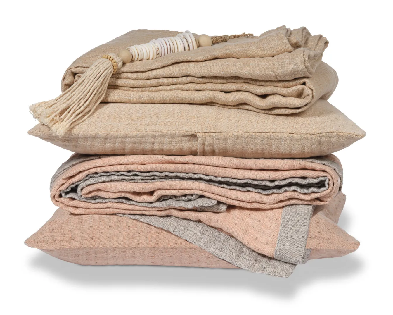 New Bath & Living Vandyck PURE 45 plaid / bedspread 160x250 cm Light Honey (cotton / linen)