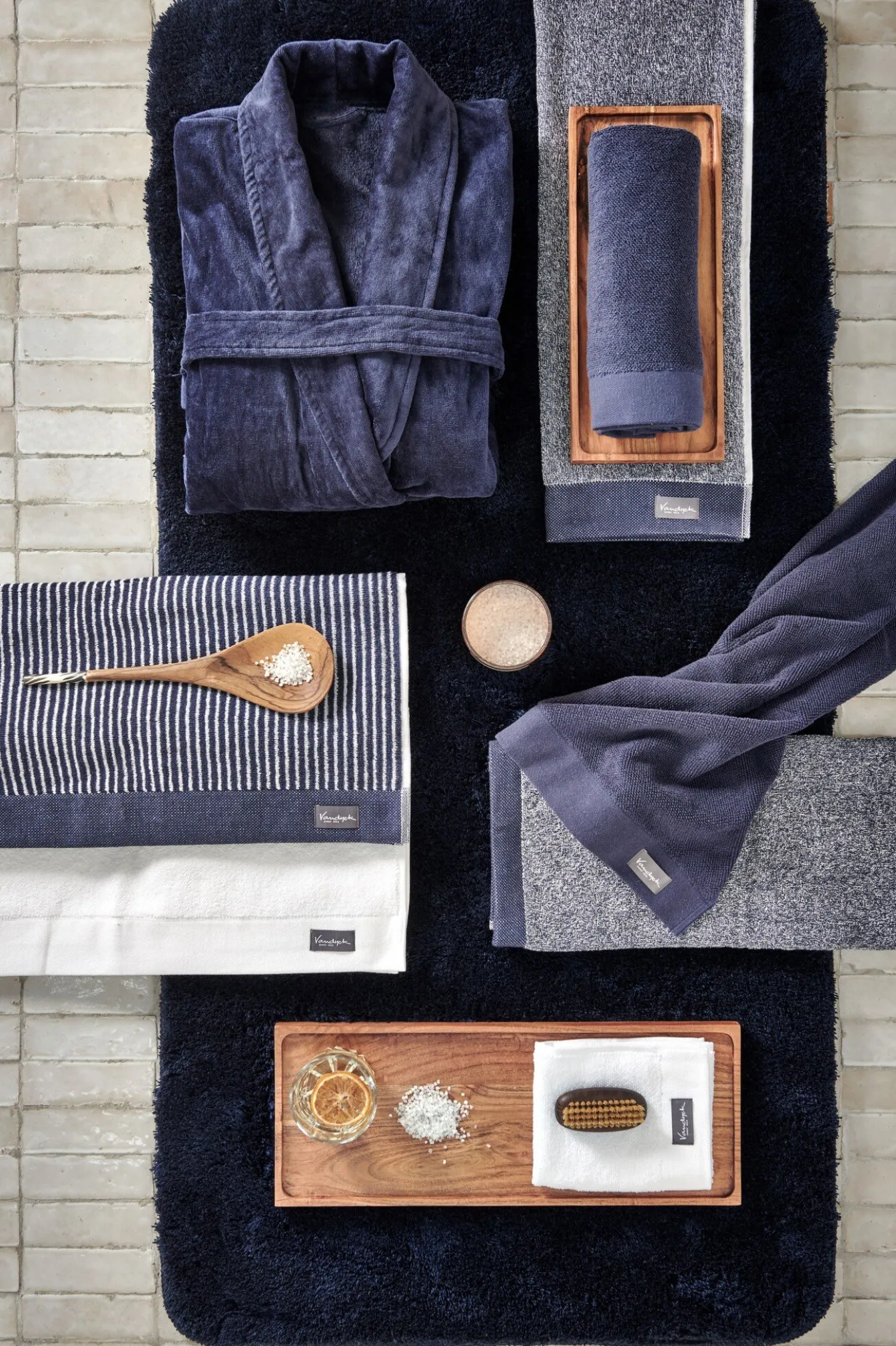 Best Sale Bath & Living Vandyck Towel HOME Mouliné Blue Ink-199 (BAKC18201)