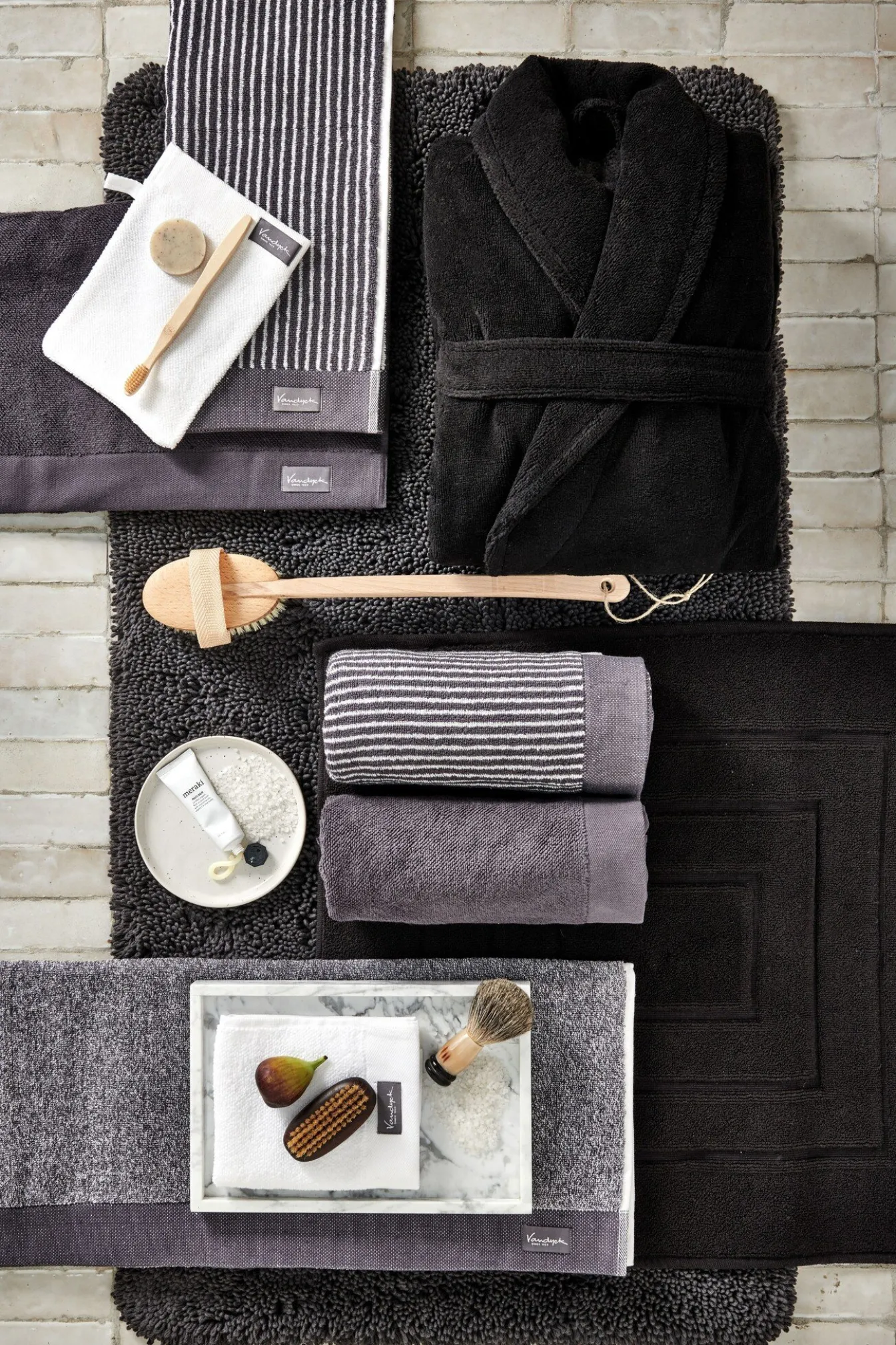 Clearance Bath & Living Vandyck Towel HOME Uni Off Black-198 (BAKC13202)