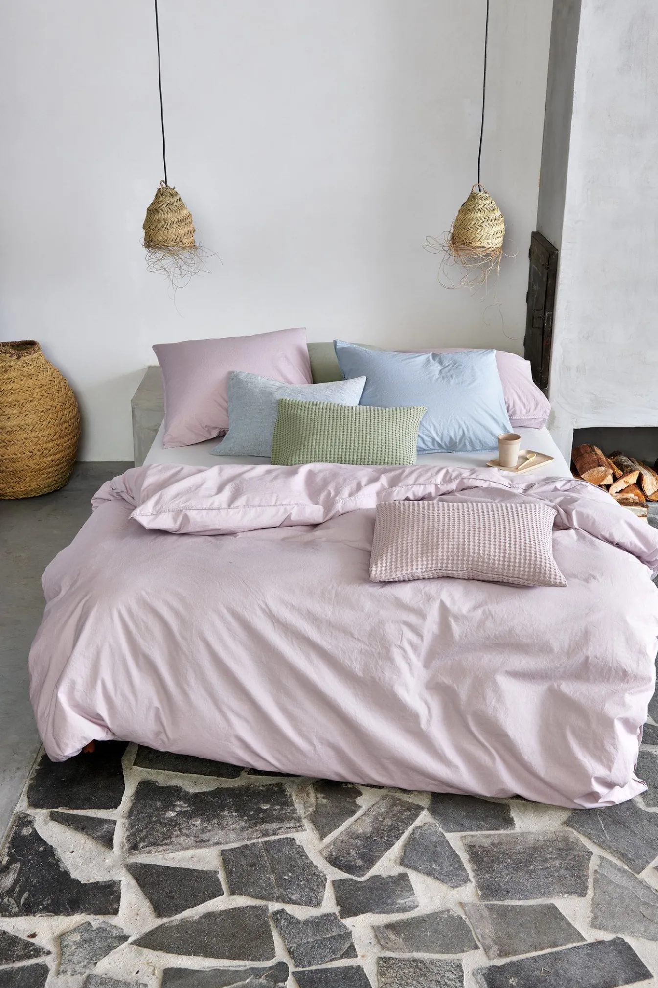 Cheap Bath & Living Vandyck WASHED COTTON duvet cover 140x220 cm Pearl Blue (cotton) CLLA20201
