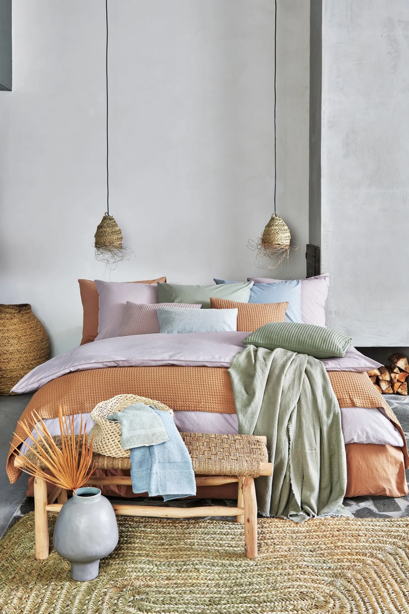 Best Sale Bath & Living Vandyck WASHED COTTON duvet cover 200x220 cm Pearl Blue (cotton) CLLA20201