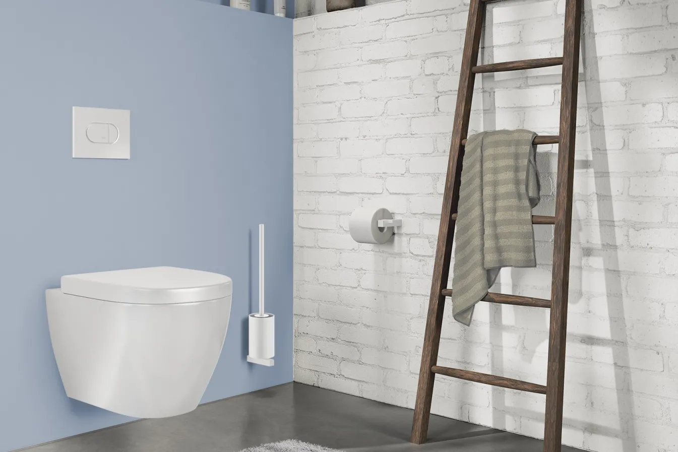 Clearance Bath & Living Zack CARVO toilet brush set wall 40817 white