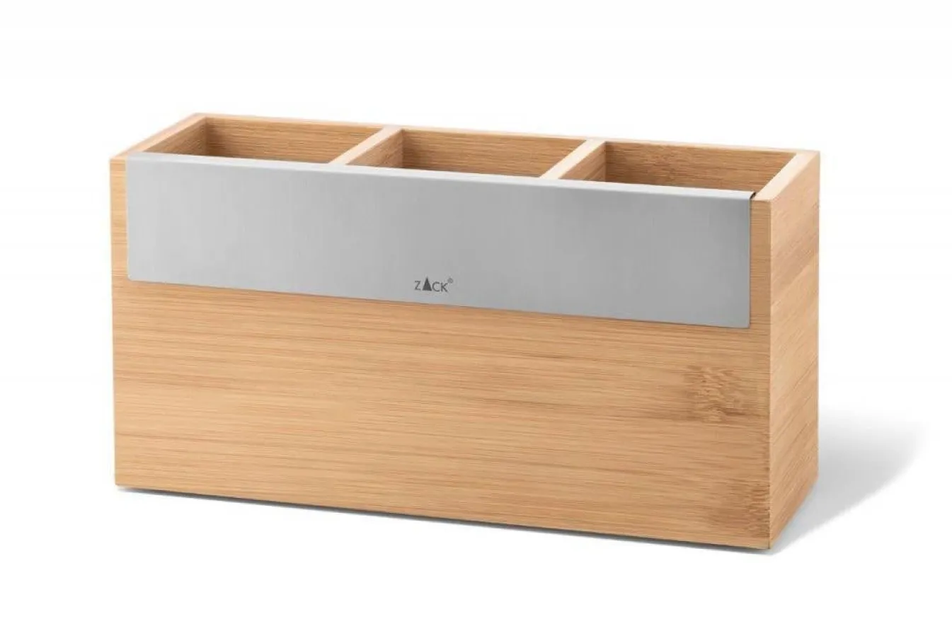 Flash Sale Bath & Living Zack SCARTA storage tray 24x8cm bamboo with stainless steel (3 compartments) 20824 matt,brown